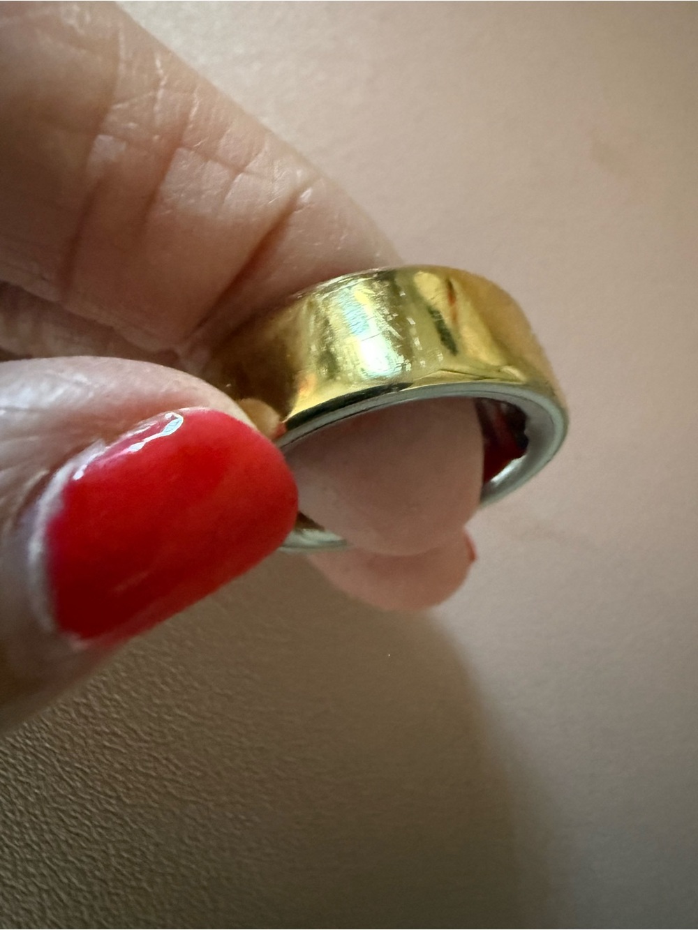 Oura Gold-Tone Wide Dome Ring with Silver Edge